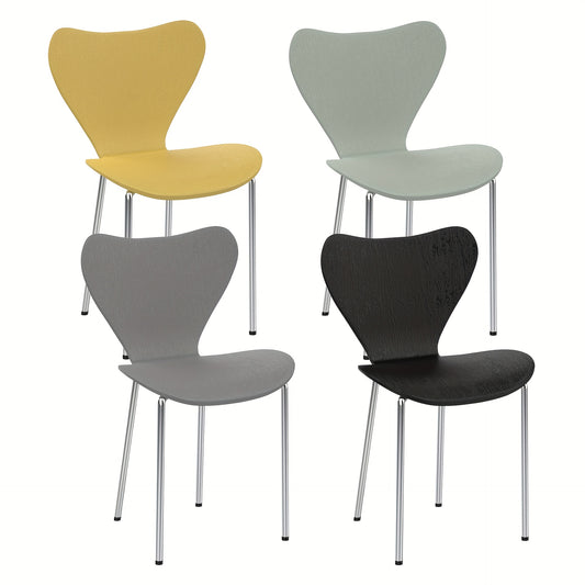 Ck Stackable Chairs With Backrest | Space-Saving PP Multifunctional Dining, Office & Reception Chairs | Easy-Clean, Modern 4-Color Mix (Black/Yellow/Green/Grey) For Small Spaces