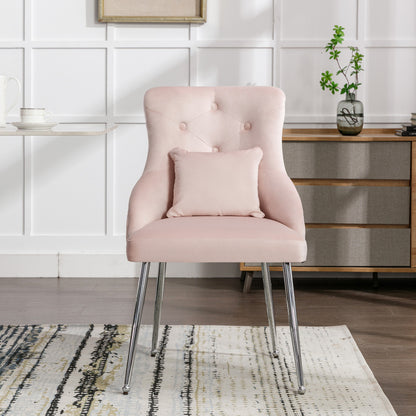 Eetkamerstoelen – Stoelen – Zitmeubels – Dining Chairs – Eettafel Stoelen – Set Van 4 – Roze Velvet Bekleding – Met Metalen Poten – Gepolsterde Armleuningen – Ergonomisch Design