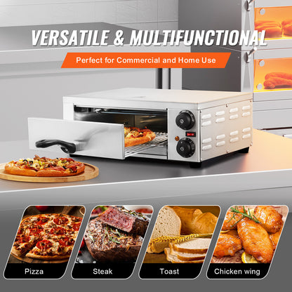 Pizzaoven – Elektrische Oven – Pizzamaker – Tafeloven – Gourmetoven – 12 Inch – 1500W Vermogen – Instelbare Temperatuur en Timer