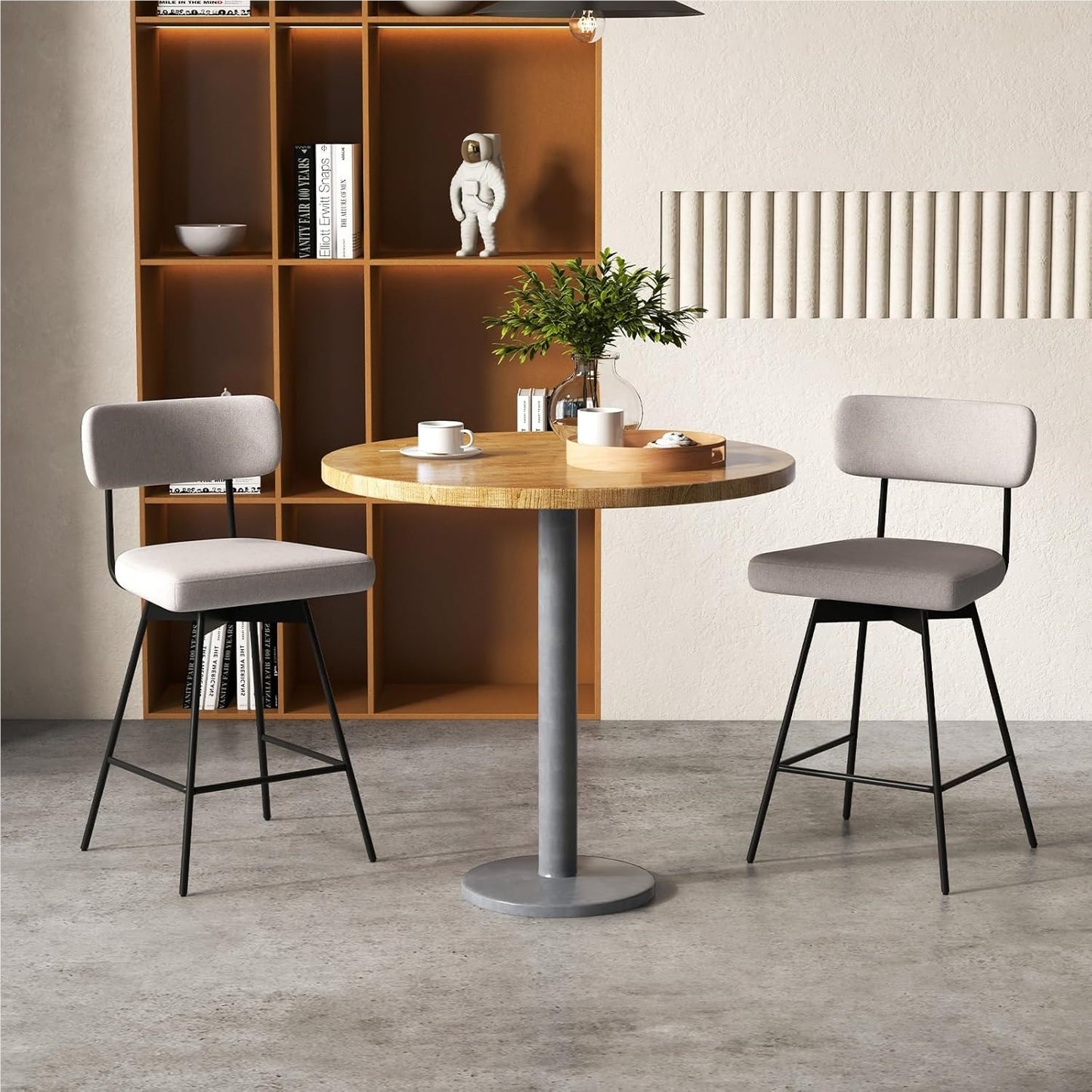 Barstoel – Barkruk – Keukenstoel – Barstoel Set – Barstoelen – Draaibaar 360° – Linnen Bekleding – Zithoogte 63,5 cm