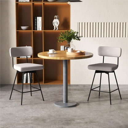 Barstoel – Barkruk – Keukenstoel – Barstoel Set – Barstoelen – Draaibaar 360° – Linnen Bekleding – Zithoogte 63,5 cm