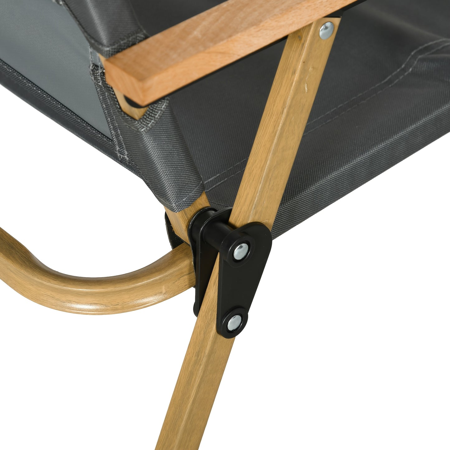 Lounge Stoel – Inklapbare Stoel – Tuinstoel – Strandstoel – Relaxstoel – Set Van 2 – Stevig Stalen Frame – Donkergrijs Met Houten Look