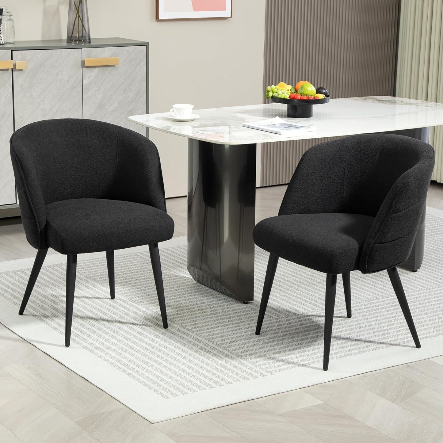 Eetkamerstoel – Stoel – Bezoekersstoel – Bureaustoel – Accentstoel – Zwart – Comfortabel Zitten – Stevig Metalen Frame