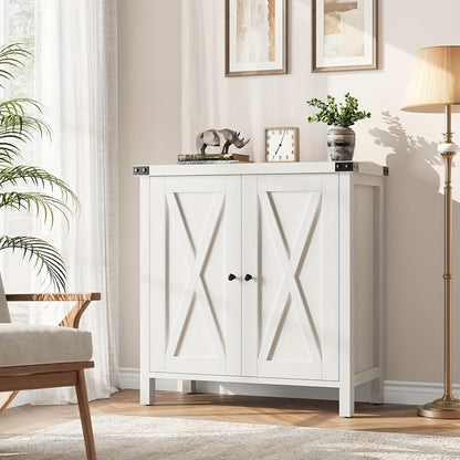 Farmhouse Sidetable – Dressoir – Buffetkast – Opbergkast – Haltafel – Grijs – MDF Metalen Poten – Compact Ontwerp Met 2 Lades