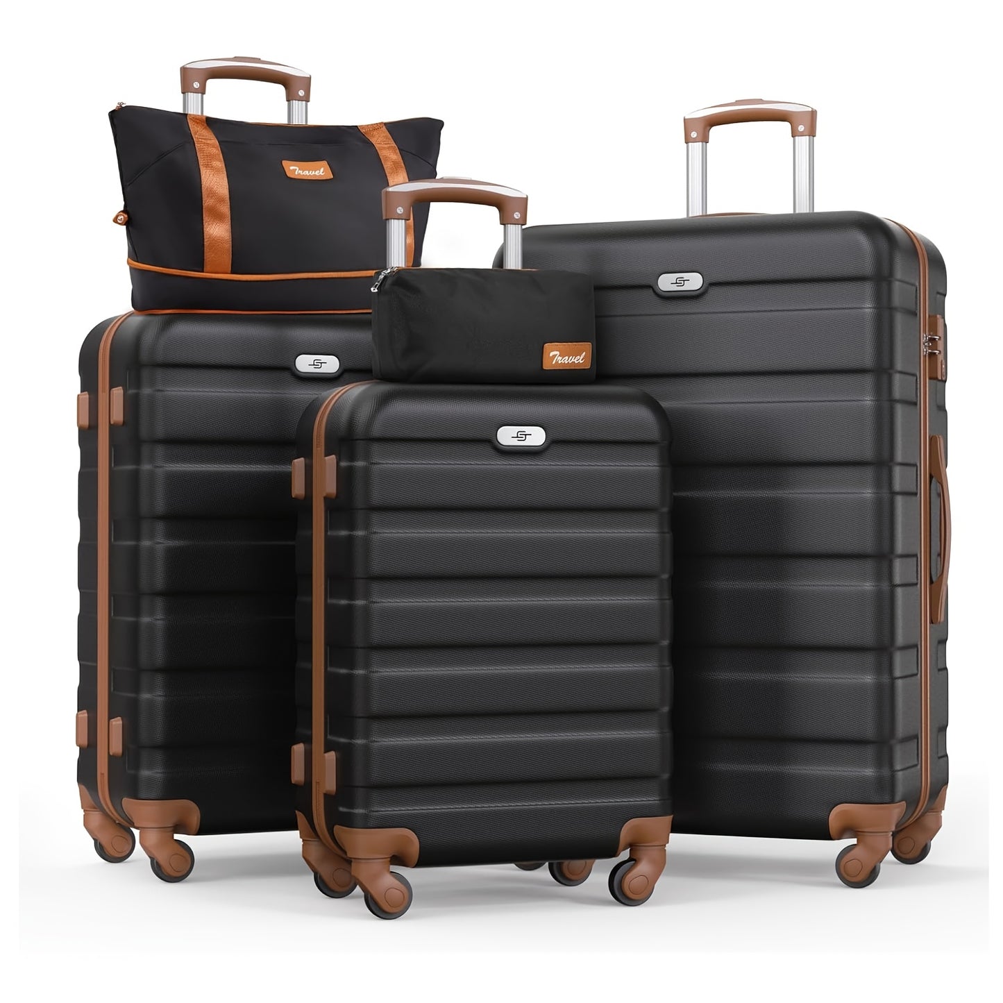 Kofferset – Reiskoffer Set – Trolley Koffers – Handbagage Koffer – Ruimbagage – Hardcase ABS+PC – TSA Slot & Fluisterstille 4-Wiel Spinnerwielen – 5-delig (20”+24”+28”+Handtas+Cosmeticatas)