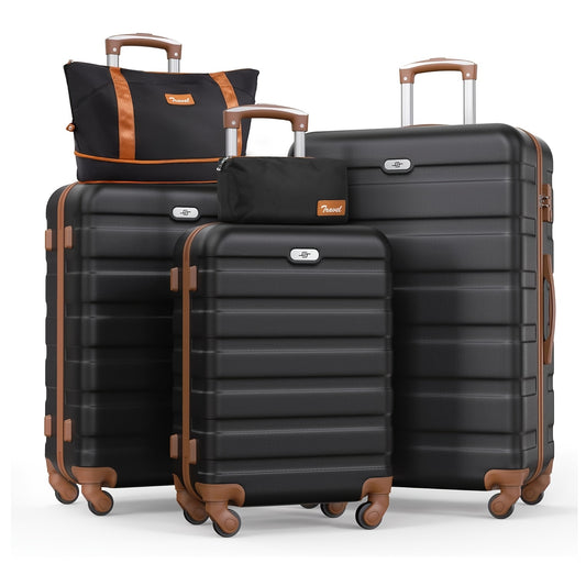 Kofferset – Reiskoffer Set – Trolley Koffers – Handbagage Koffer – Ruimbagage – Hardcase ABS+PC – TSA Slot & Fluisterstille 4-Wiel Spinnerwielen – 5-delig (20”+24”+28”+Handtas+Cosmeticatas)