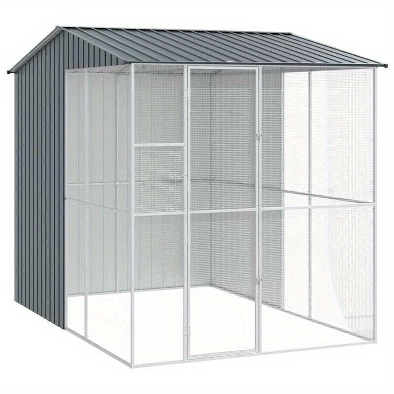 Vogelkooi – Vogelvolière – Papegaai Kooi – Exotenkooi – Buitenkooi – Gegalvaniseerd Staal – Roestbestendige Coating – 215x310x247 cm – Robuuste Constructie – Geschikt Voor Buitengebruik