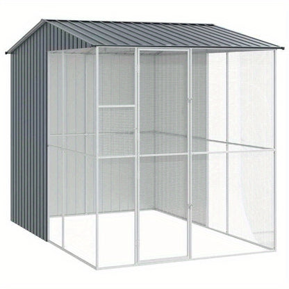 Vogelkooi – Vogelvolière – Papegaai Kooi – Exotenkooi – Buitenkooi – Gegalvaniseerd Staal – Roestbestendige Coating – 215x310x247 cm – Robuuste Constructie – Geschikt Voor Buitengebruik