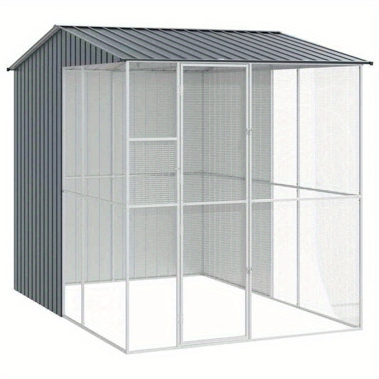 Vogelkooi – Vogelvolière – Papegaai Kooi – Exotenkooi – Buitenkooi – Gegalvaniseerd Staal – Roestbestendige Coating – 215x310x247 cm – Robuuste Constructie – Geschikt Voor Buitengebruik