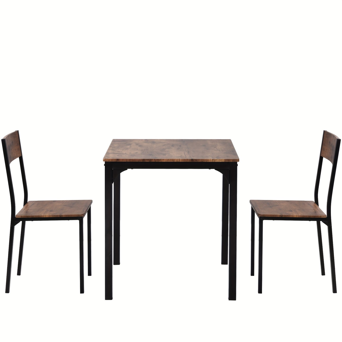 Eethoek – Zitgroep – Dinerset – Tafel Met 2 Stoelen – Balkonmeubilair – Compact En Praktisch – Massief Hout En Metaal