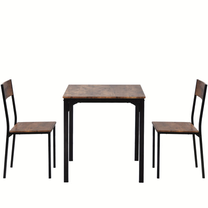 Eethoek – Zitgroep – Dinerset – Tafel Met 2 Stoelen – Balkonmeubilair – Compact En Praktisch – Massief Hout En Metaal