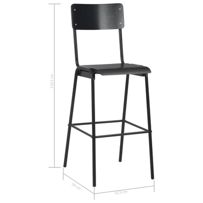 Barstoel – Barkruk – Barkruk – Keukenstoel – Bistrostoel – Set van 6 – Multiplex Zitting – Gepoedercoat Stalen Poten