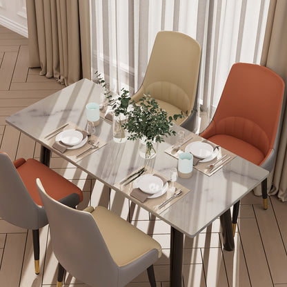 Eetkamerstoelen – Stoelen – Keukenstoelen – Woonkamerstoelen – Zitmeubelen – Set Van 2 Oranje+Grijs – Ergonomische Hoge Rugleuning – Max Belastbaar 150 Kg