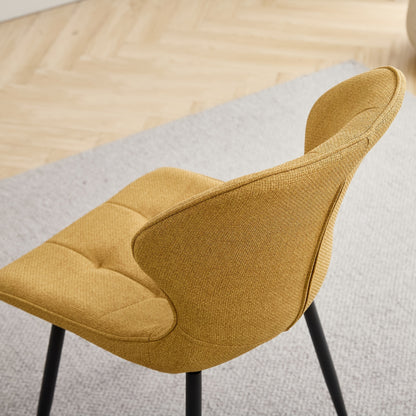 Eetkamerstoelen – Stoelen – Keukenstoelen – Zitmeubels – Meubelset – Gele Bekleding – Linnen Stoffen Zitting – Metalen Poten – Ergonomisch Ontwerp – Verstelbare Voetkappen