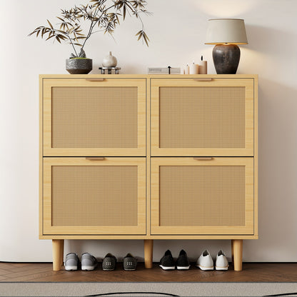 Schoenenkast – Schoenenrek – Schoenenopberger – Schoenenbank – Meubel – 4 Lades – Ruimtebesparend Ontwerp – Hardhouten Constructie – Beige Afwerking – Lichtgewicht & Stevig