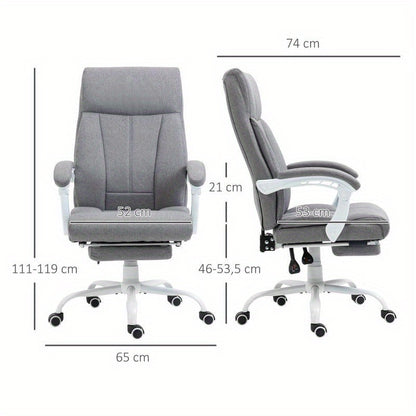 Bureaustoel – Ergonomische Stoel – Office Chair – Gamingstoel – Kantoorstoel – Verstelbare Hoogte – Memory Foam Kussen – Metalen Frame – Opklapbare Armleuningen – Lendensteun – Hoofdsteun – Grijs – Geschikt Voor Langdurig Zitten
