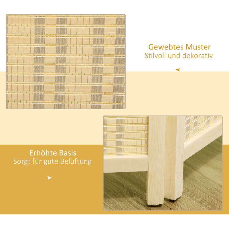 Kamerscherm – Kamerscheiding – Roomdivider – Scheidingswand – Privacy Scherm – Natuurlijke Massief Dennehouten Frame – Handgeweven Katoen en Bamboe – 180 x 180 cm – Inklapbaar en Direct Gebruiksklaar