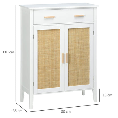 HOMCOM Shoe Cabinet Storage Unit for the Entrance with 2 Doors and Drawer Effect - 80 x 35 x 110 cm - white