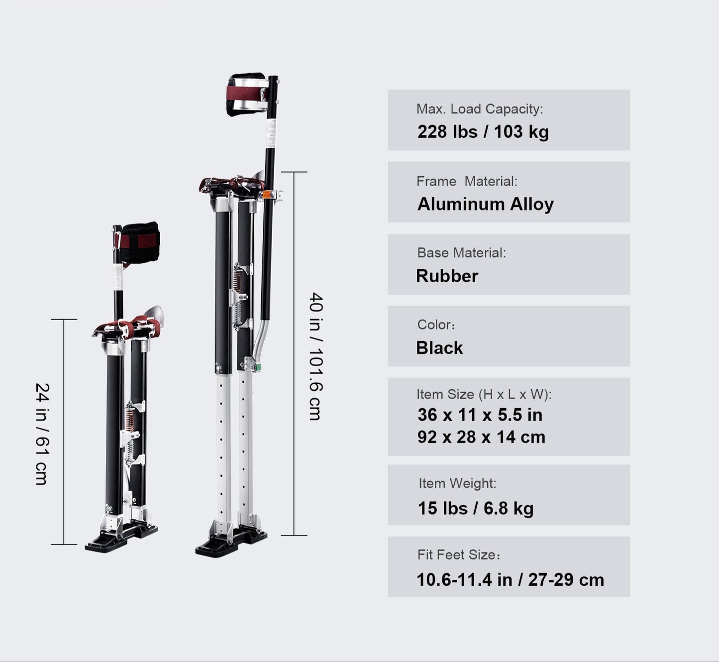 Steigerlaarzen – Verstelbare Steunzolen – Aluminium Laarzen – Kluslaarzen – Werklaarzen – 61-102 cm Hoogte – Lichtgewicht & Schokdempend