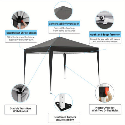 3.05x4.57meter Pop-up Canopy Tent with 4 Removable Side Walls, Comes with A Handy Carrying Bag, Sunproof, Perfect for Parties, Weddings And Picnics