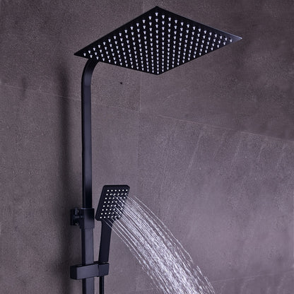Douchekolom Zwart – Douchepaneel – Regendouche – Thermostaatkraan – Handdouche – 30x30 cm Regendouche – Veilig Thermostaatventiel