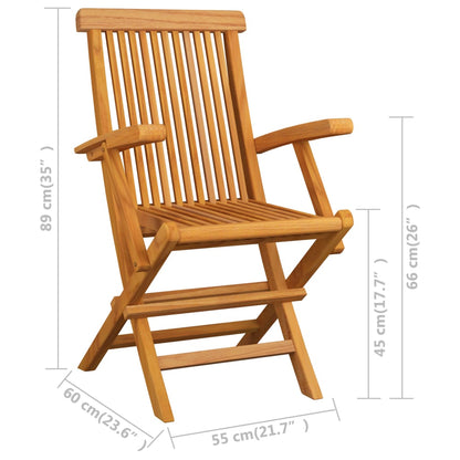 Teak Houten Tuinset – Tuinmeubelset – Buitenmeubilair – Eettafel Set – Terrasmeubilair – Inklapbare Stoelen Met Armleuning – Weerbestendig Massief Teak – Afm. 160x80x75 cm