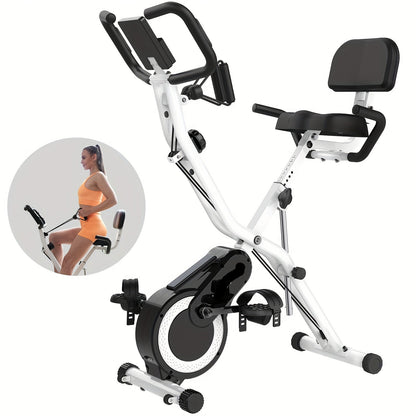 Opvouwbare Hometrainer – Fiets – Stationaire Fiets – Fitnessapparaat – Binnenfiets – 16 Weerstandsniveaus – Stil Riemaandrijving