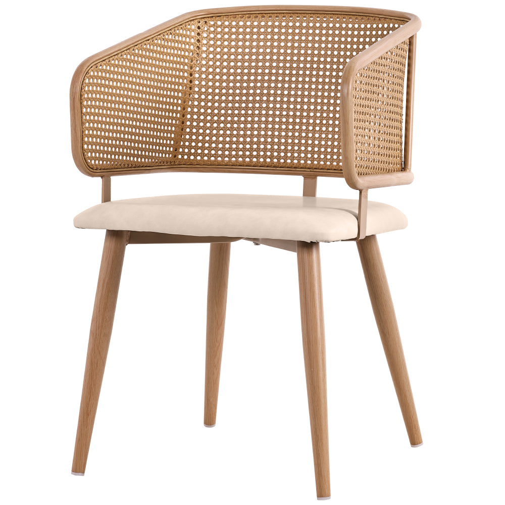 2 Dining Room Chairs in Rattan with PU Leather Cushions, Combining Comfort And Breathability with Modern Minimalist Style. Suitable for Dining Room, Living Room And Cafe., Dining Table Chairs, Kitchen Table And Chairs Set, Ch