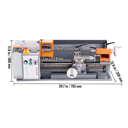 Metaaldraaibank – Draaibank – Tafelmetaaldraaibank – Precisiedraaibank – Metaalbewerking – 7" x 14" Draailengte – 500W Brushless Motor – Variabele Snelheid 0-2200 RPM
