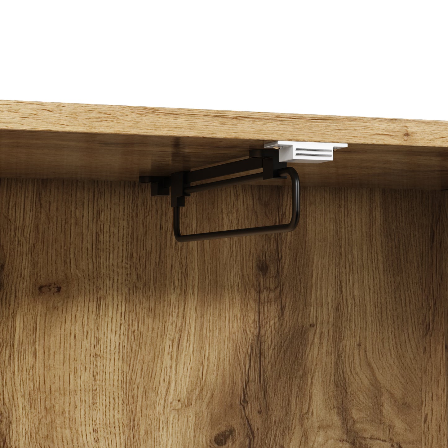 Halmeubel – Garderobekast – Halkast – Schoenenkast – Opbergkast – Compact Design – MDF Met Stoffen Panelen – 110x38x186 cm – Natuurlijke Houtlook