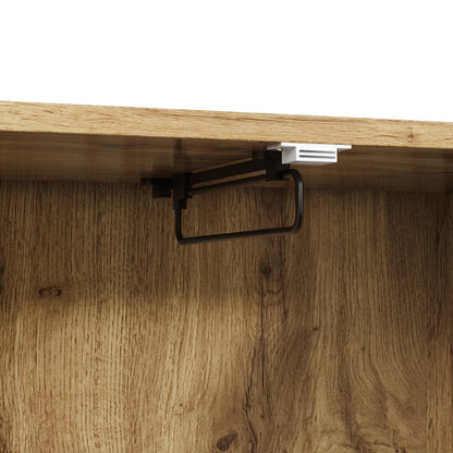 Halmeubel – Garderobekast – Halkast – Schoenenkast – Opbergkast – Compact Design – MDF Met Stoffen Panelen – 110x38x186 cm – Natuurlijke Houtlook