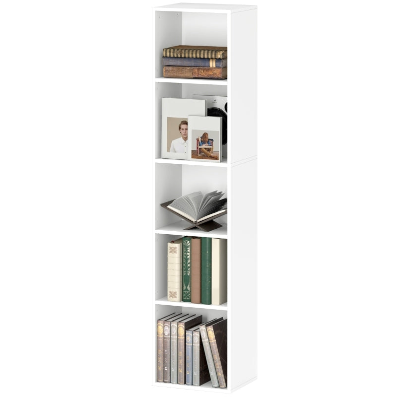Boekenplank – Wandrek – Stellingkast – Boekenkast – Opbergrek – Wit – 5-Lagen Met Verstelbare Plank – Lichtgewicht & Compact