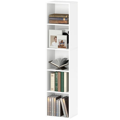 Boekenplank – Wandrek – Stellingkast – Boekenkast – Opbergrek – Wit – 5-Lagen Met Verstelbare Plank – Lichtgewicht & Compact