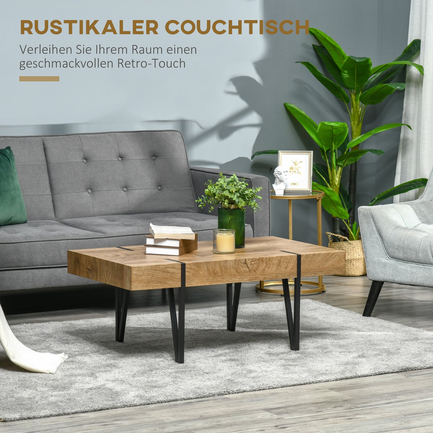 Salontafel – Koffietafel – Bijzettafel – Woonkamertafel – Industrieel Tafeltje – Zwart-Bruin – 105x60x42 cm – Robuust Industrieel Design