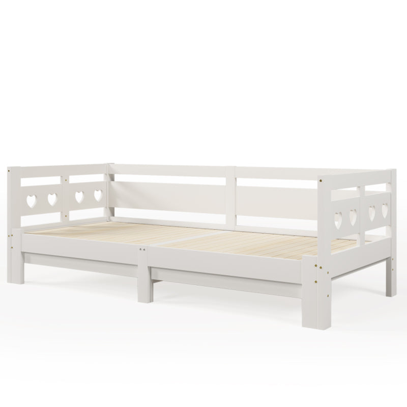 Uitschuifbaar Daybed – Uitklapbed – Slaapbank – Sofa Bed – Logeerbed – Massief Grenenhouten Frame – Ruimtebesparend 2-in-1 Design – Wit Retro – Lattenbodem – Geschikt Voor Matras 90-182x200 cm