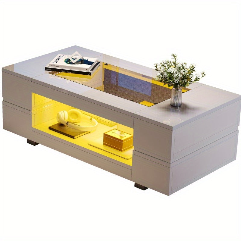 Koffietafel – Salontafel – Bijzettafel – Lounge Tafel – Woonkamertafel – Wit – Vintage Design – Duurzaam Metaal – Bedieningsfunctie Zonder Stroom