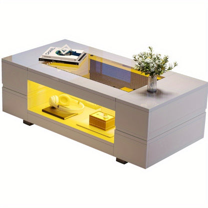 Koffietafel – Salontafel – Bijzettafel – Lounge Tafel – Woonkamertafel – Wit – Vintage Design – Duurzaam Metaal – Bedieningsfunctie Zonder Stroom
