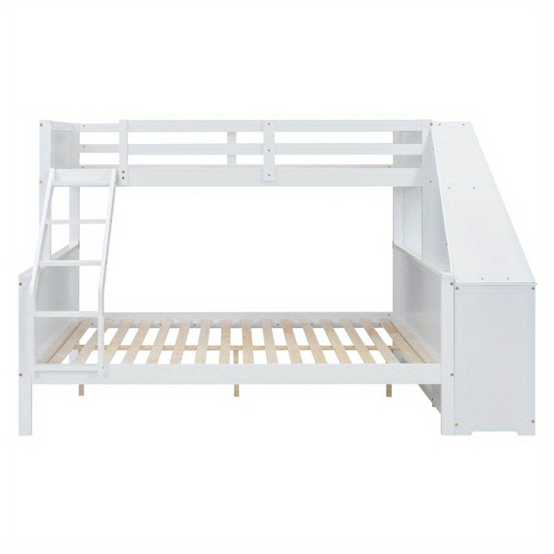 Stapelbed – Hoogslaper – Halfhoogslaper – Kinderbed – Multifunctioneel Bed – Wit – Met Bureau en Opbergruimte – 90x200 & 140x200 cm – Hoge Veiligheidsschuif