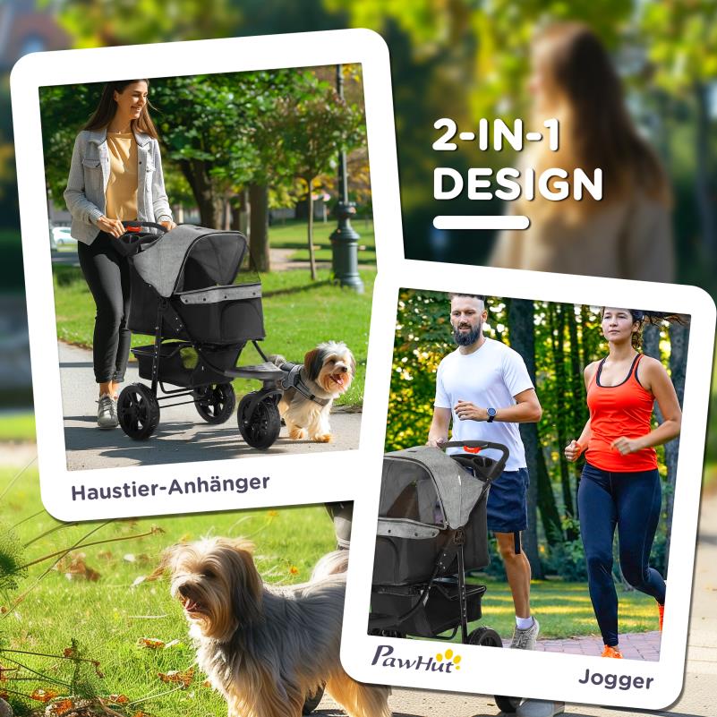 Hondenbuggy – Wandelwagen – Dierenwagen – Hondenwagen – Huisdierenwagen – Vouwbaar Ontwerp – Luchtbanden – Stevig IJzeren Frame – Geschikt Tot 25 kg