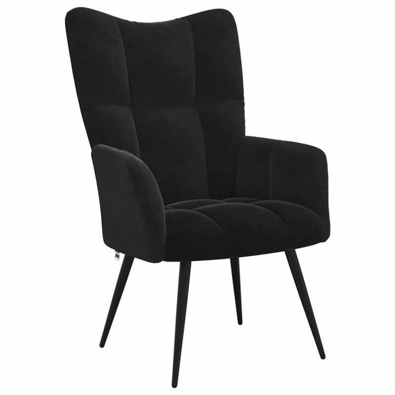 Zwarte Velvet Relaxfauteuil – Lounge Stoel – Chaise Lounge – Armstoel – Fauteuil – Ergonomisch Vouwmechanisme – Luxe Zachte Bekleding