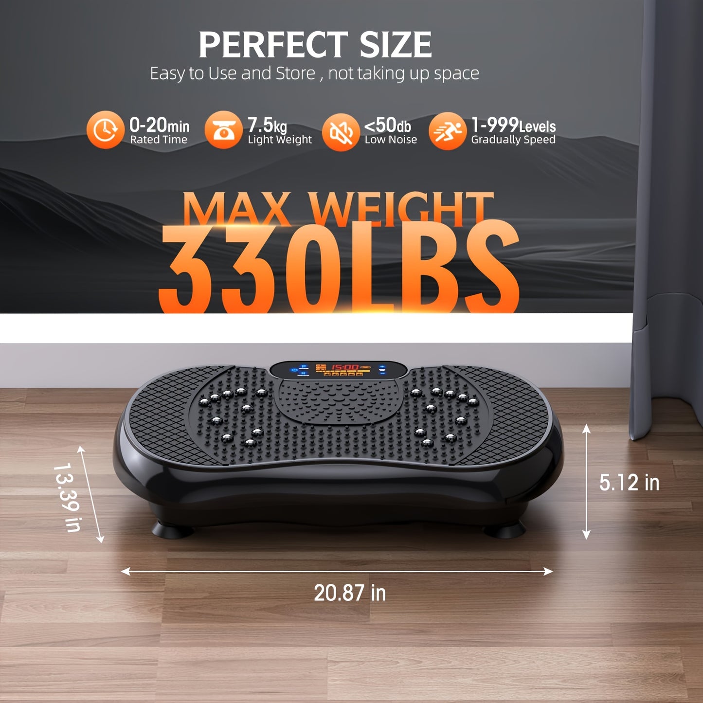 Vibratieplaat – Vibratietrainer – Spierstimulator – Fitnessapparaat – Trainingsplaat – 3 Intensiteitsniveaus – Inclusief Afstandsbediening en Trainingsbanden – Max. Belastbaar 150 kg – Geschikt Voor Thuis en Sportschool
