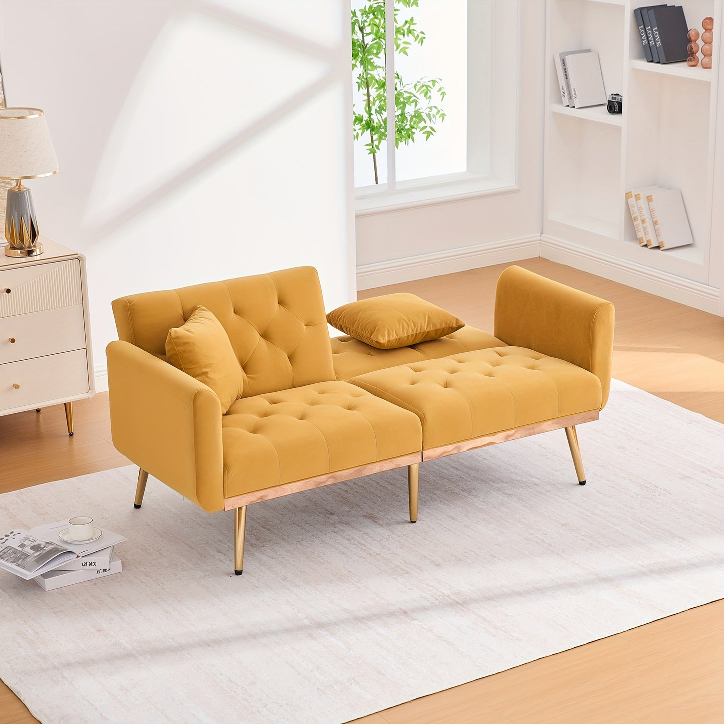 Multifunctionele Slaapbank – Slaapbank – Bedbank – Loungesofa – Modulair Bankstel – Grijs – Wisselbare Chaise Lounge – Opbergruimte Onder Zitting – Bamboe Frame