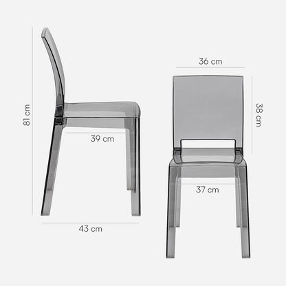Kunststof Stoel – Transparante Stoel – Kuipstoel – Kruk – Eetkamerstoel – Ergonomische Gebogen Rugleuning – Duurzaam Polycarbonaat – Set van 4