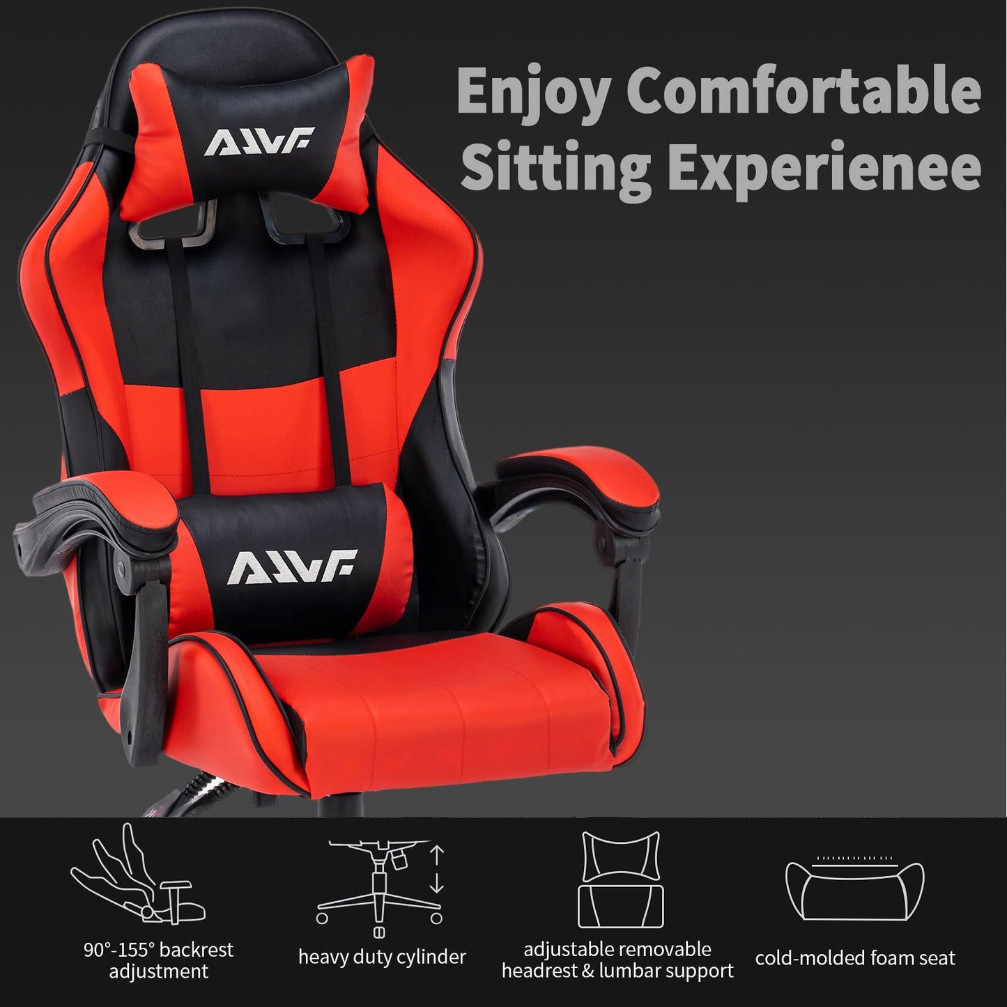 Gamestoel – Gaming Stoel – Game Stoel – Gaming Chair – Bureaustoel – Verstelbare Rugleuning & Zithoogte – Ergonomisch Met Nekkussen & Lendensteun – Rood