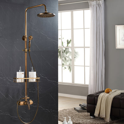 Douchekraan – Douchemengkraan – Douchekraan Thermostatisch – Doucheset – Regendouche – Antieke Messing Afwerking – Messing Materiaal – Verstelbare Douchebuis 75-120 cm