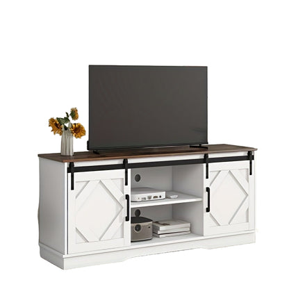 Tv-meubel – TV-meubel – TV-kast – TV-standaard – TV-dressoir – Modern Wit – 2 Dichte Kastdeuren & Open Planken – Kabelmanagement – Duurzaam & Ruimtebesparend