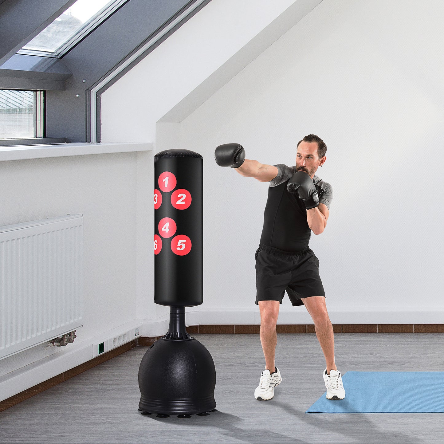 Bokszak – Boksmachine – Boksbal – Bokspaal – Boksstoel – Staand – 165 cm Hoog – Robuust IJzerframe Met Zuignapvoet