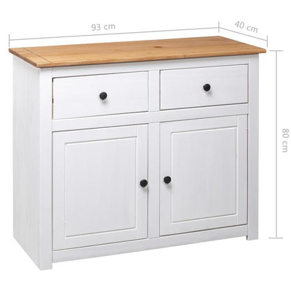 Sideboard – Dressoir – Opbergkast – Kast – Wit – Massief Dennenhout – Verwijderbare Opbergboxen – 93x40x80 cm – Praktisch & Stijlvol