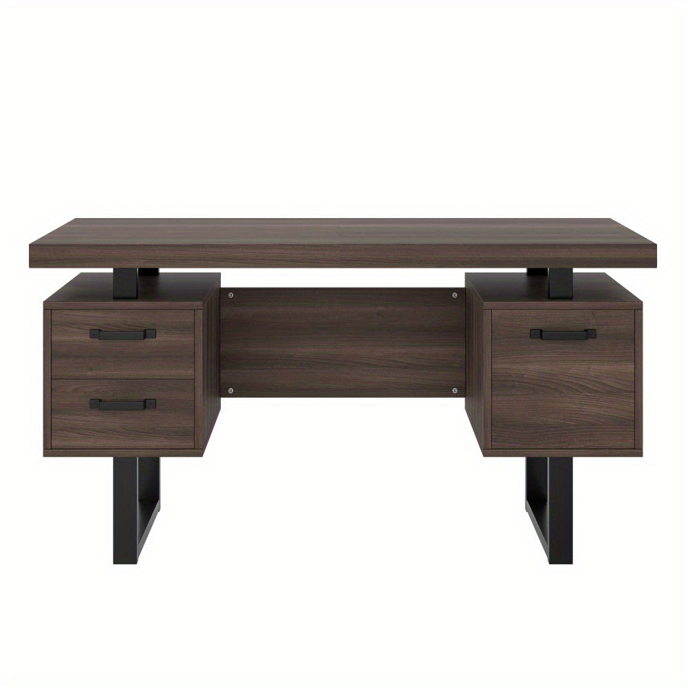 Bureau – Bureautafel – Werktafel – Computertafel – Schrijftafel – Bruin Houten Bureau – 135x54 cm – Fluisterstille Laden & Spatwaterbestendig