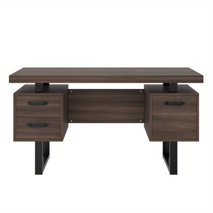 Bureau – Bureautafel – Werktafel – Computertafel – Schrijftafel – Bruin Houten Bureau – 135x54 cm – Fluisterstille Laden & Spatwaterbestendig